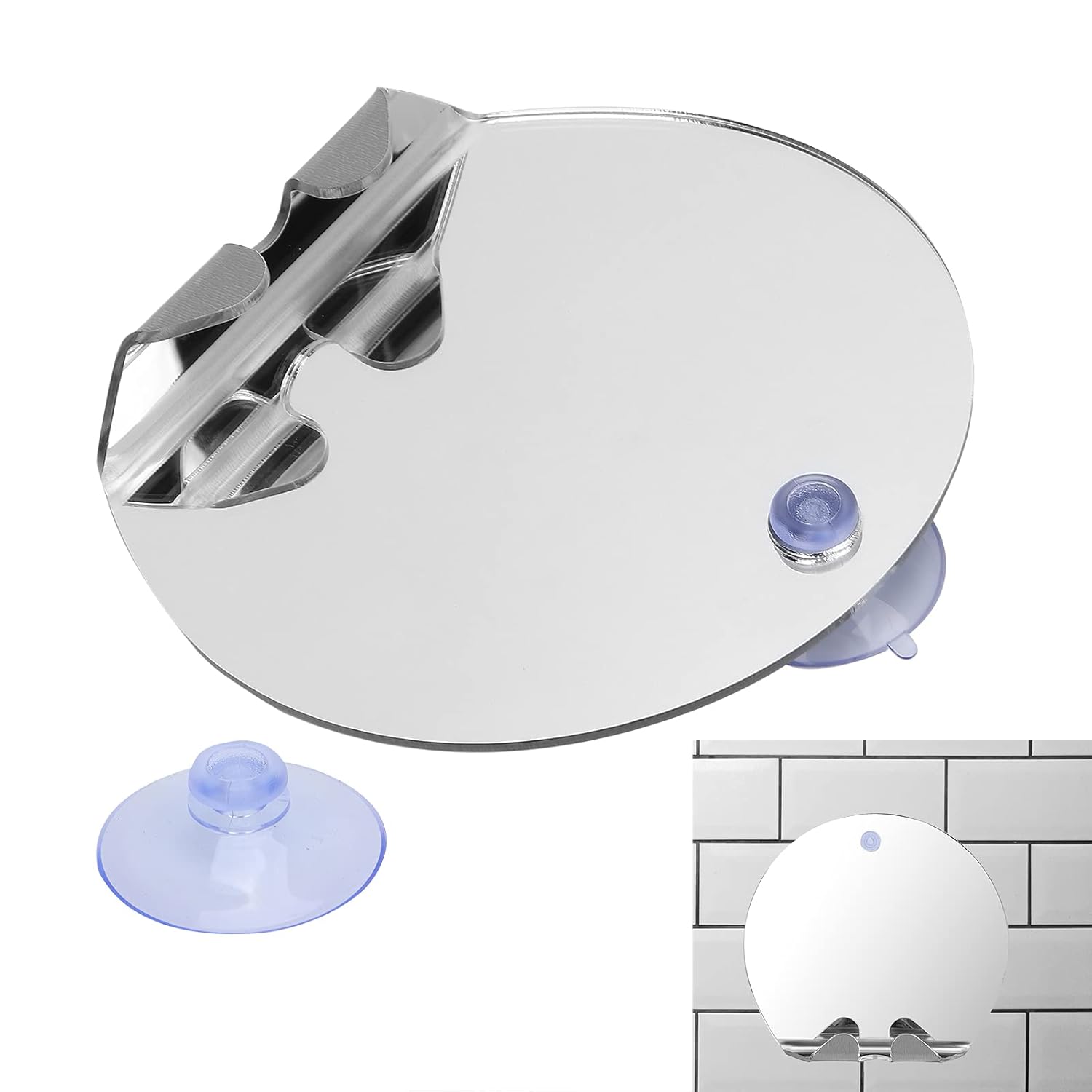 Dioche Fogless Round Shower Mirror with Suction Cup