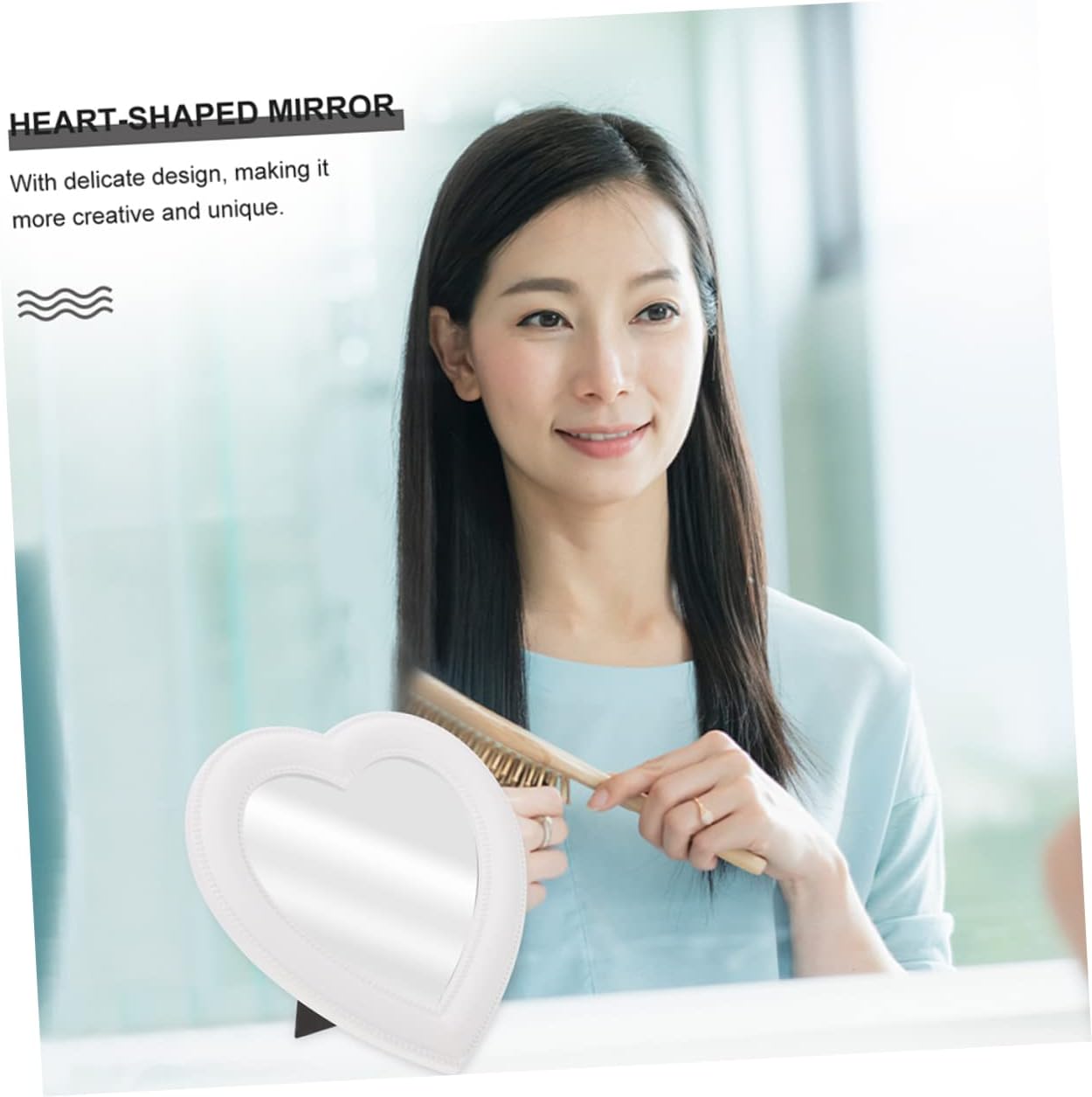 Heart-Shaped Folding Makeup Mirror Set for Bedroom and Living Room