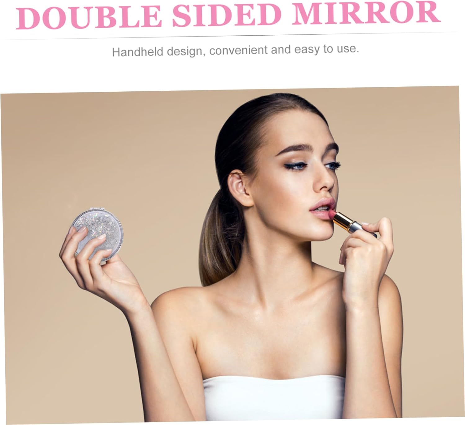 Portable Double-Sided Compact Mirror for Travel Makeup