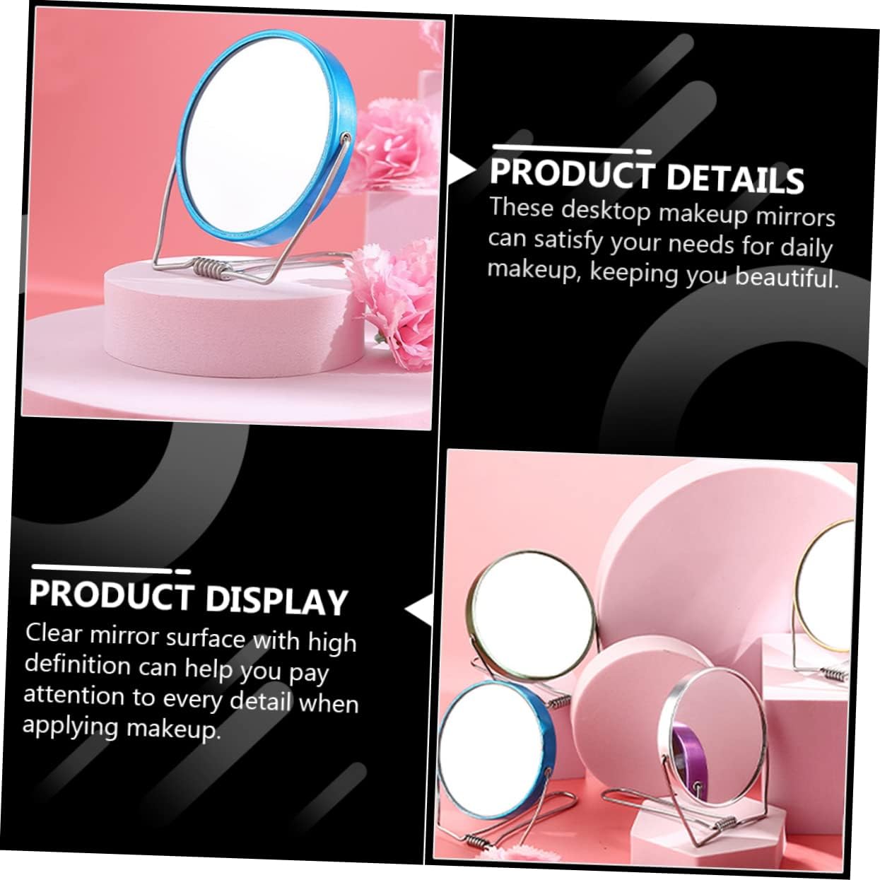 Stainless Steel Double-Sided Foldable Mirror for Home Travel Beauty Salons