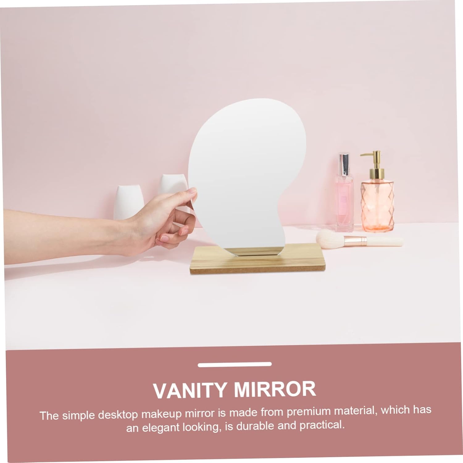 ERINGOGO Desktop Makeup Mirror with Wooden Base