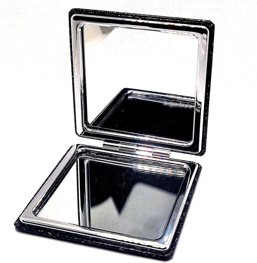 Black Compact Makeup Mirror with 1X2X Magnification