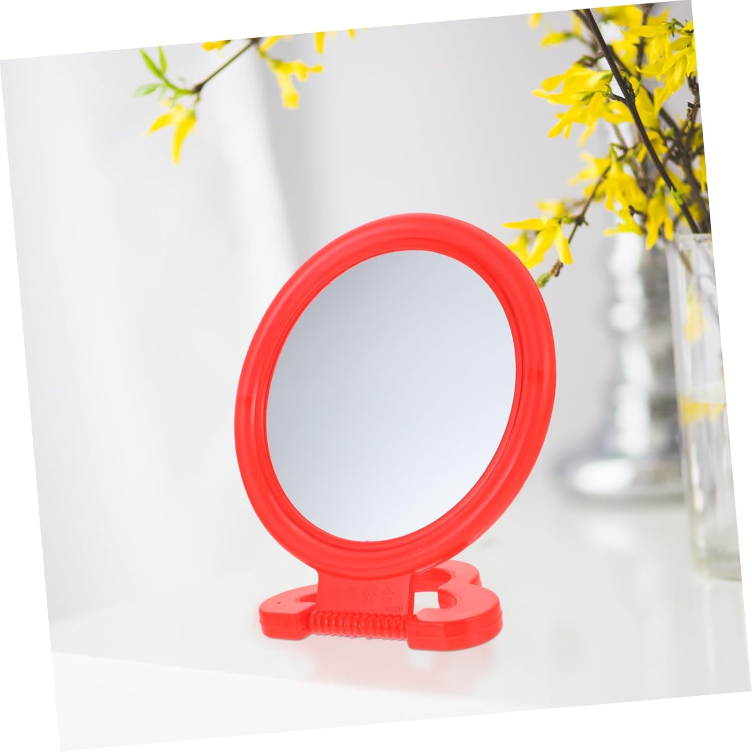 Retro Makeup Mirror with Sturdy Base and Wall Suspension