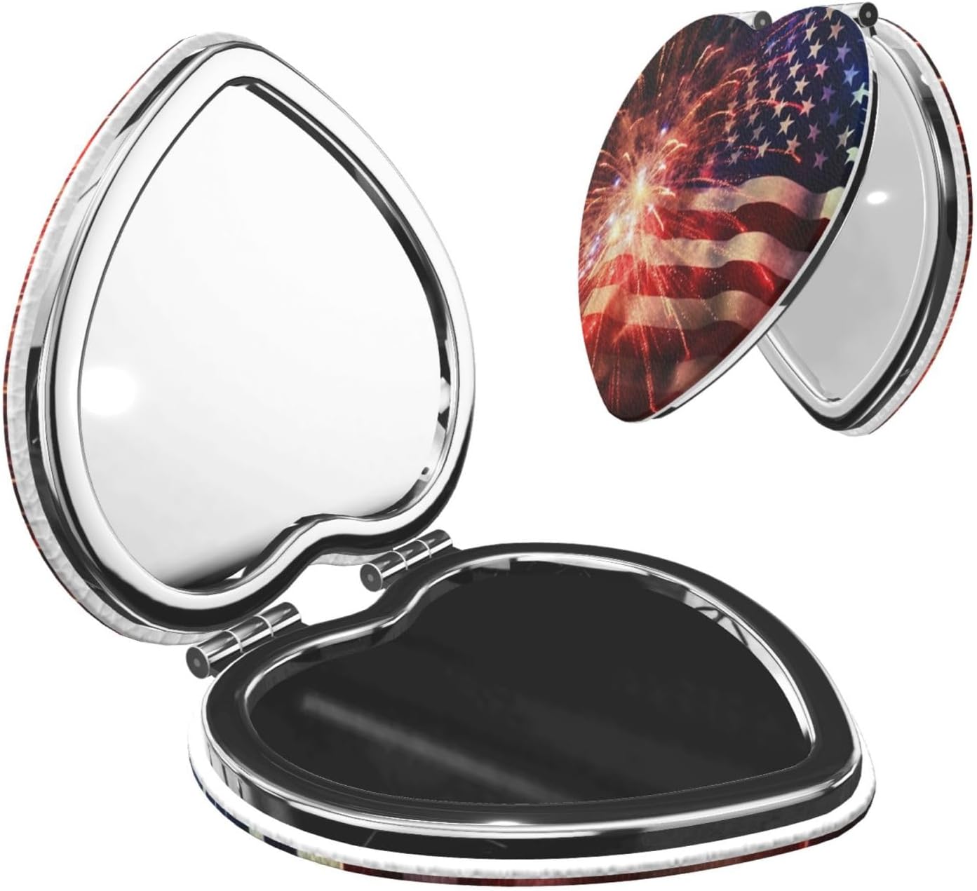 Fireworks American Flag Compact Travel Mirror