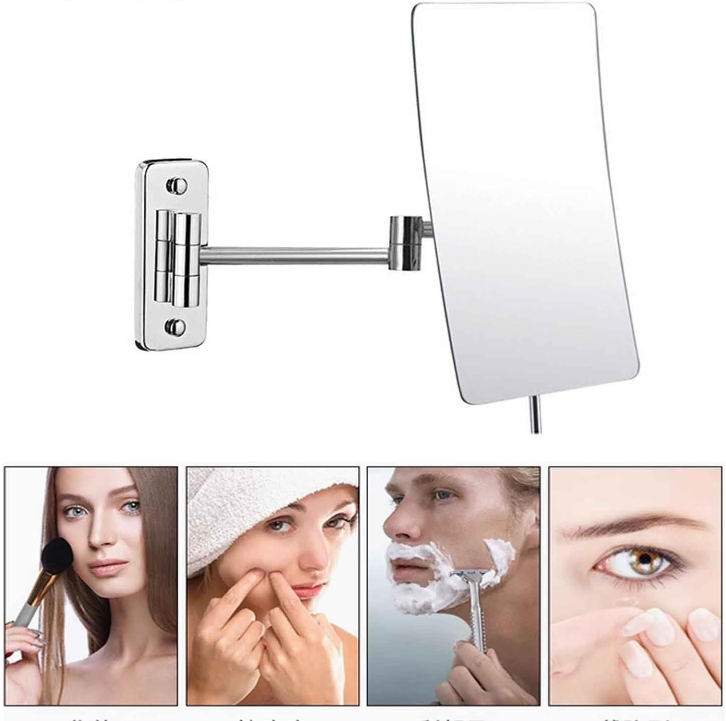 LZHIANG 3X Magnification Folding Vanity Mirror with Chrome Arms