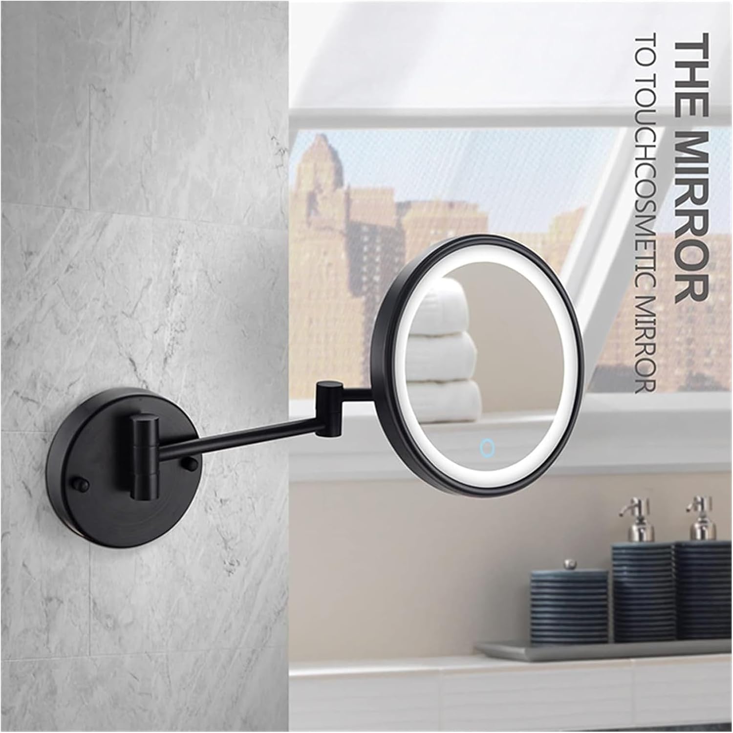 LED Vanity Mirror with Touch Sensor and Swivel Arm