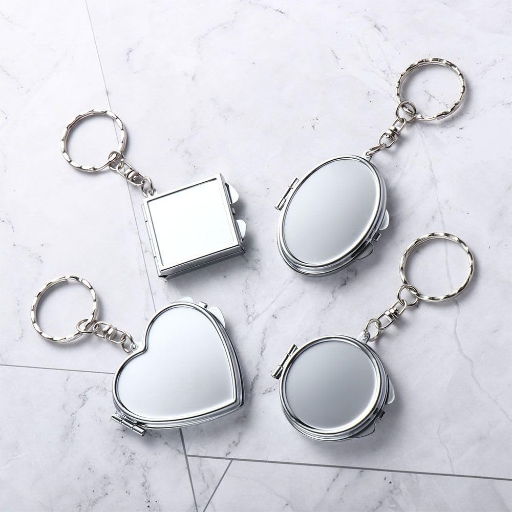 Compact Folding Mirror Key Chain for Travel