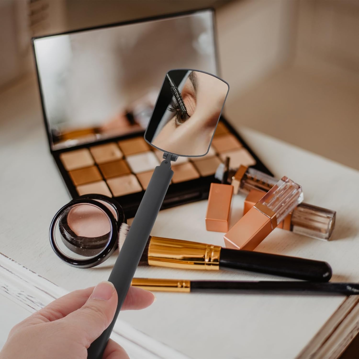SKISUNO Handheld Lash Inspection Mirror for Extensions and Makeup