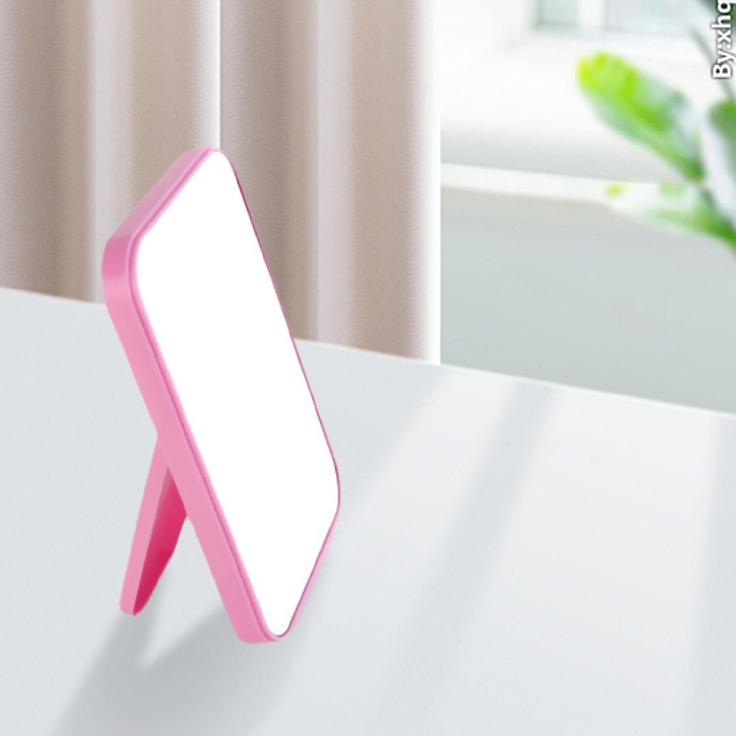 Portable Foldable Makeup Mirror with Pink Design