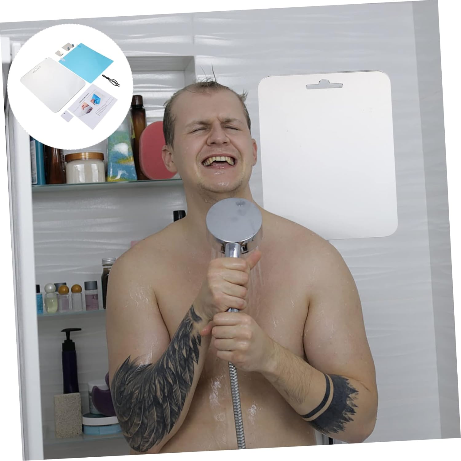 Anti-Fog Full Mirror Shaver Holder for Shower