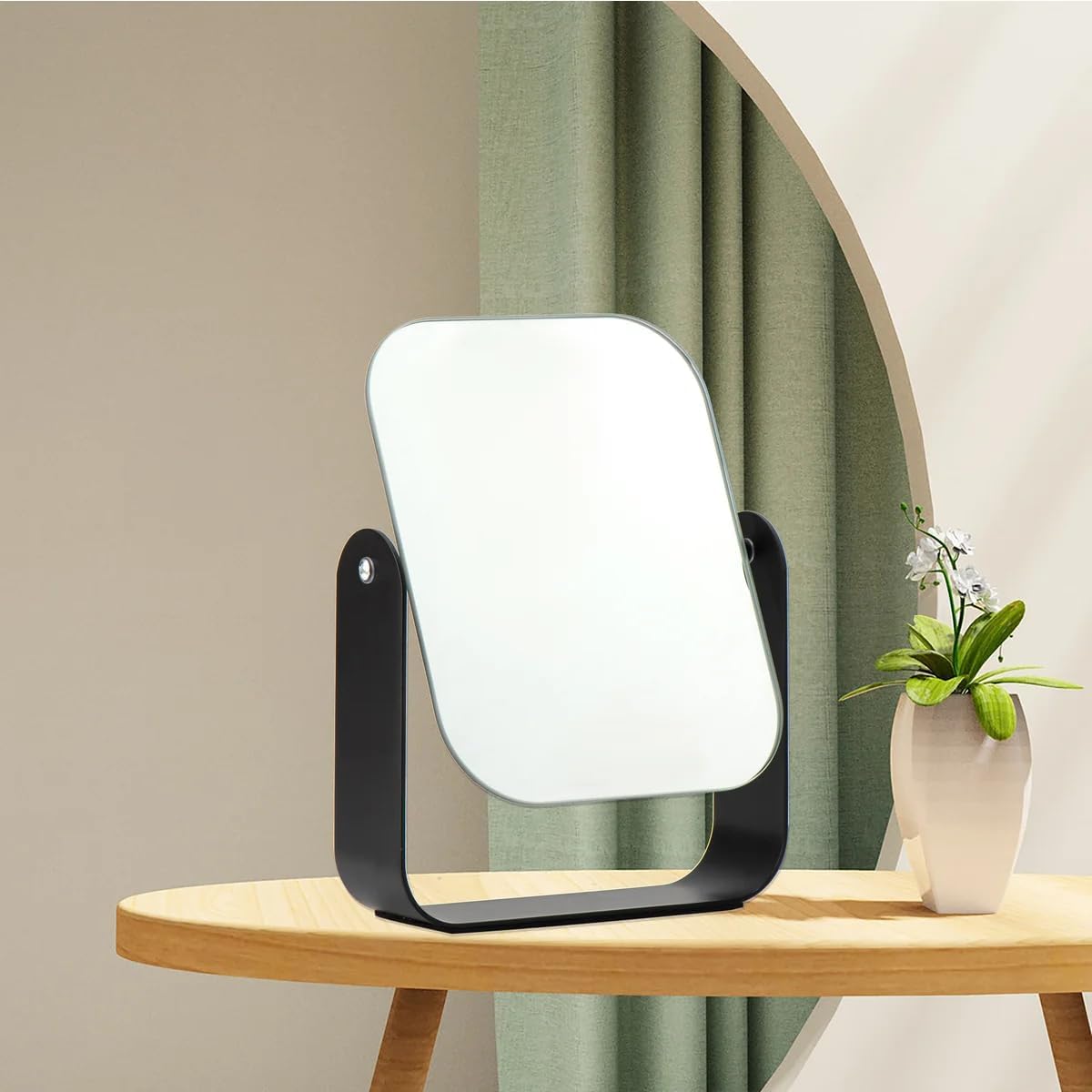 JV Textiles 7-Inch Portable Folding Makeup Mirror with Metal Stand