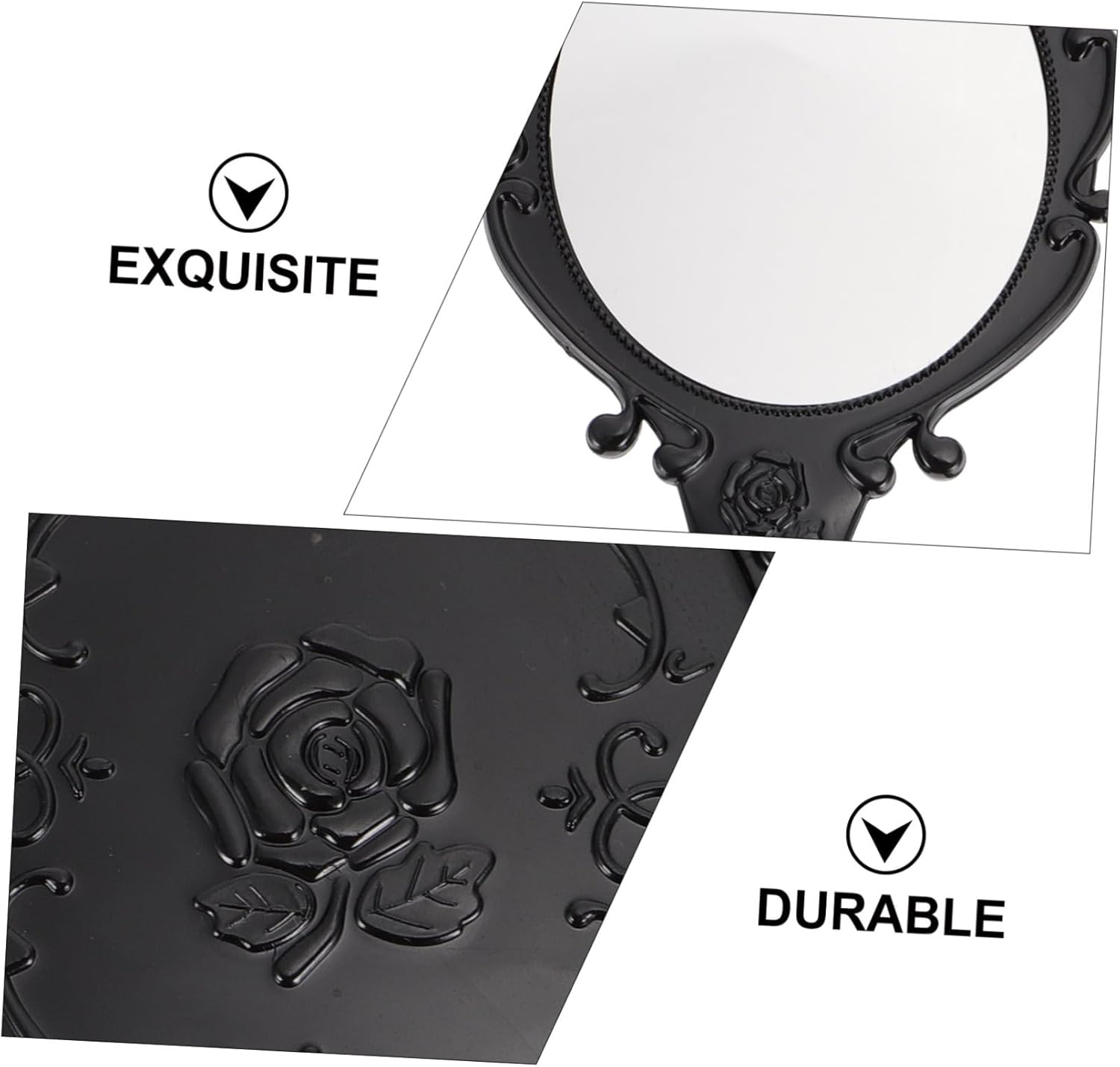 2Pcs Retro Handheld Makeup Mirror for Women
