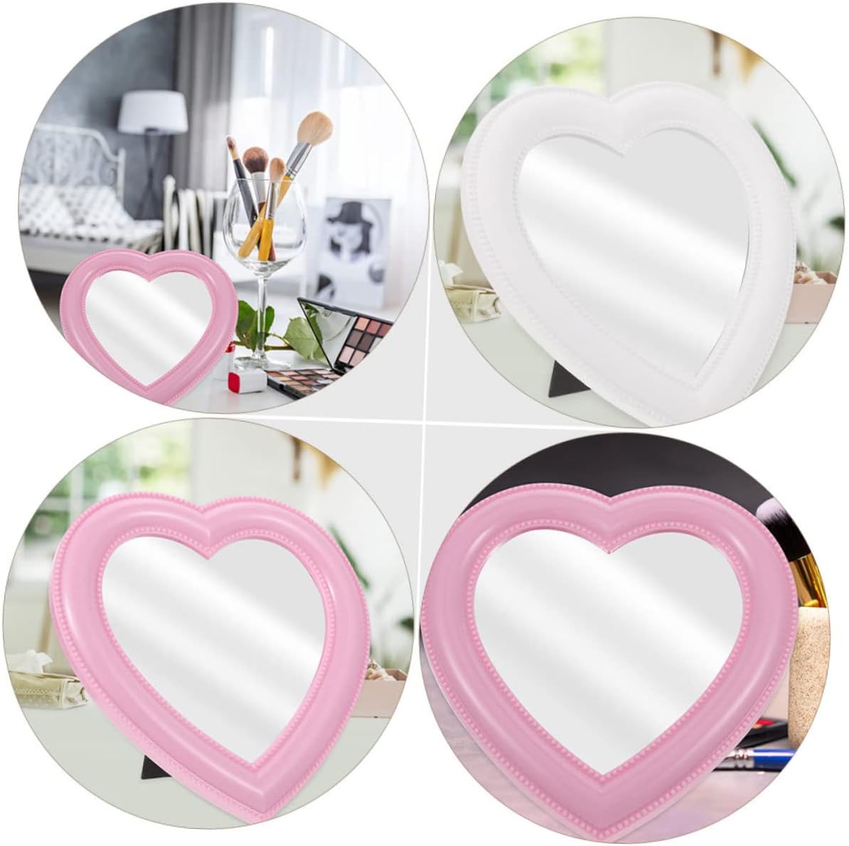 Cute Heart Vanity Mirror 2 Pack Wall Mounted Makeup Mirror