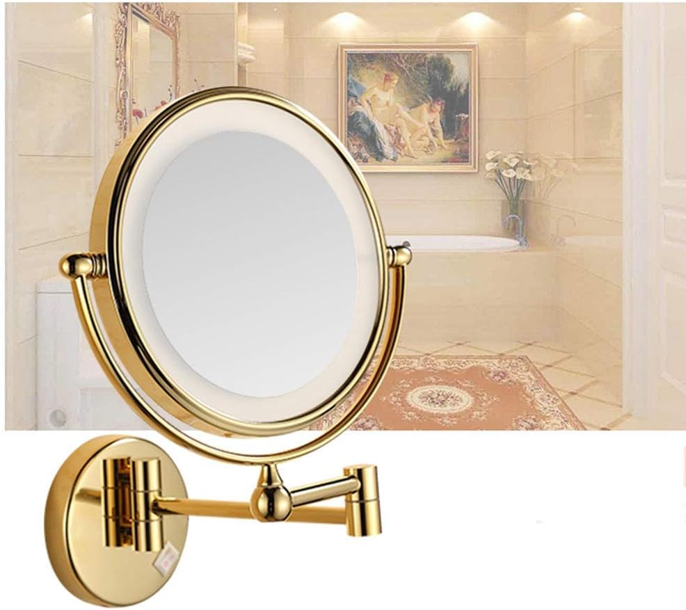 DEIHGE Wall-Mounted Makeup Mirror with LED Light and 360 Swivel