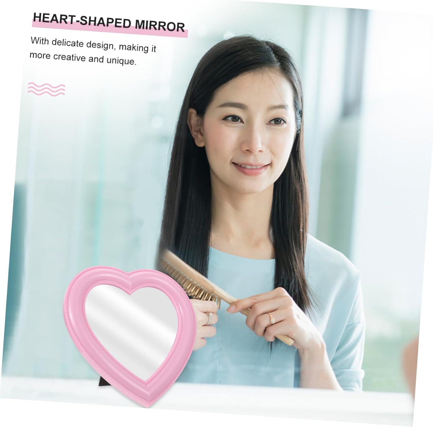 1pc Heart-Shaped Makeup Mirror for Vanity Decor