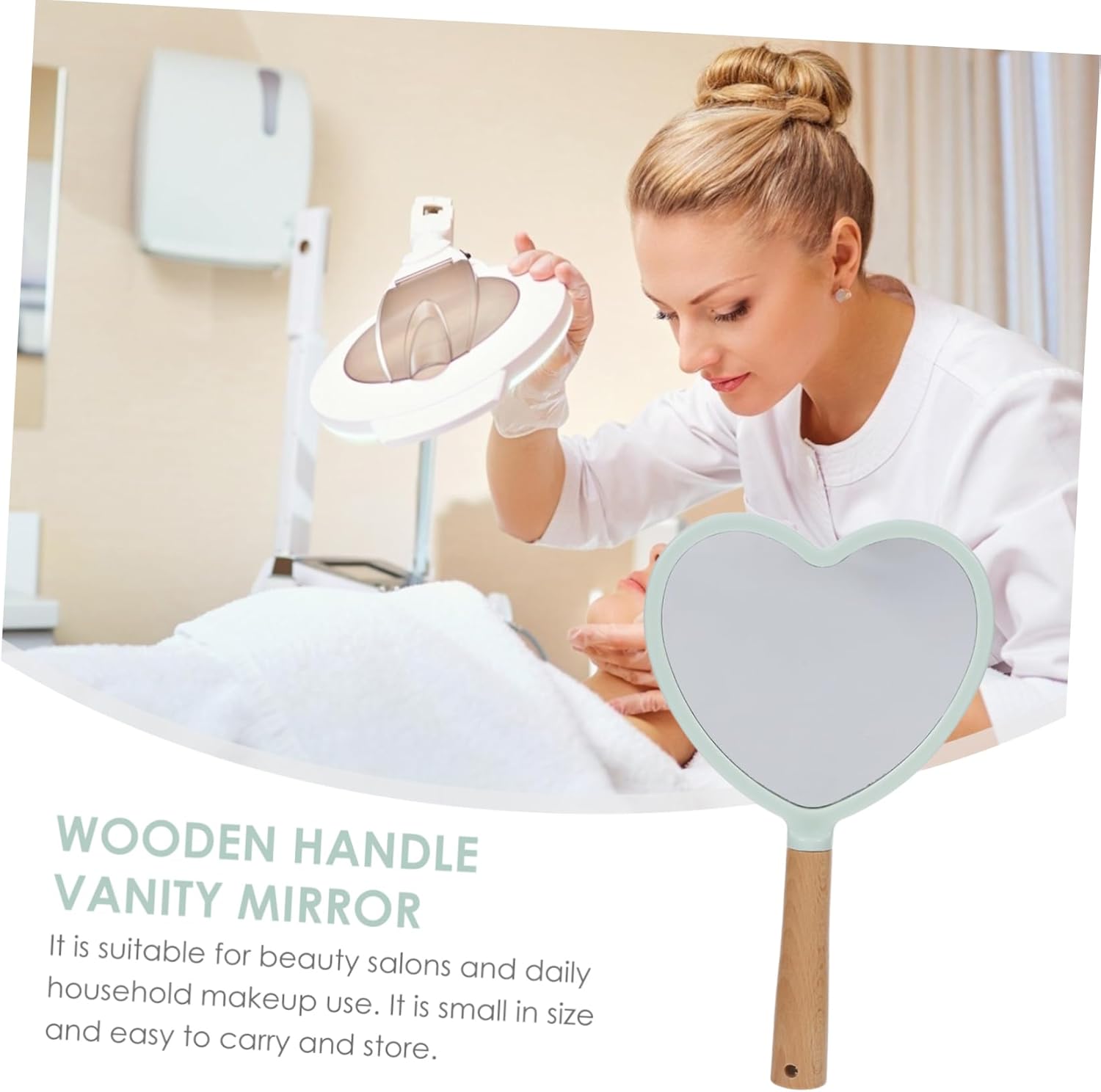Heart Shape Handheld Makeup Mirror for Home Travel 1