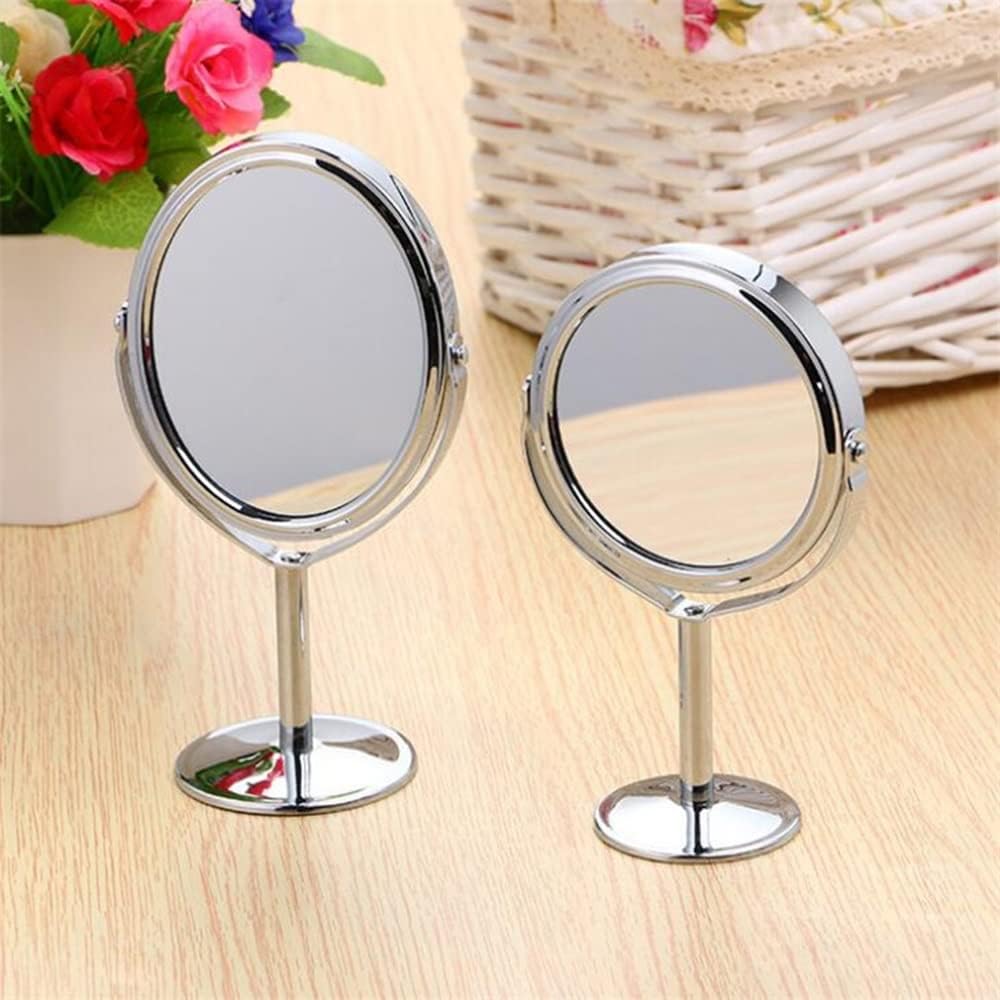 360 Degree Rotatable Double-Sided Makeup Mirror with 2x Magnifying Glass