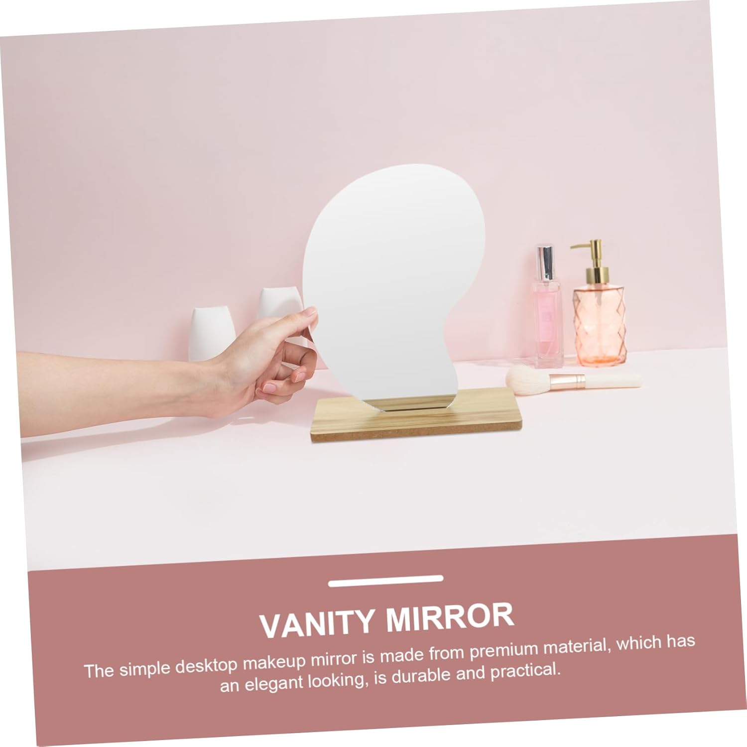 Alipis Acrylic Vanity Mirror with Wooden Base 1