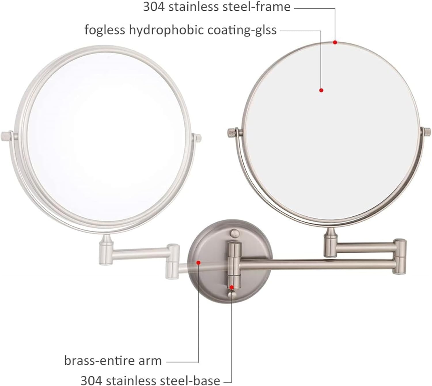 Wall Mounted Lighted Makeup Mirror with Nickel Finish and 360 Swivel