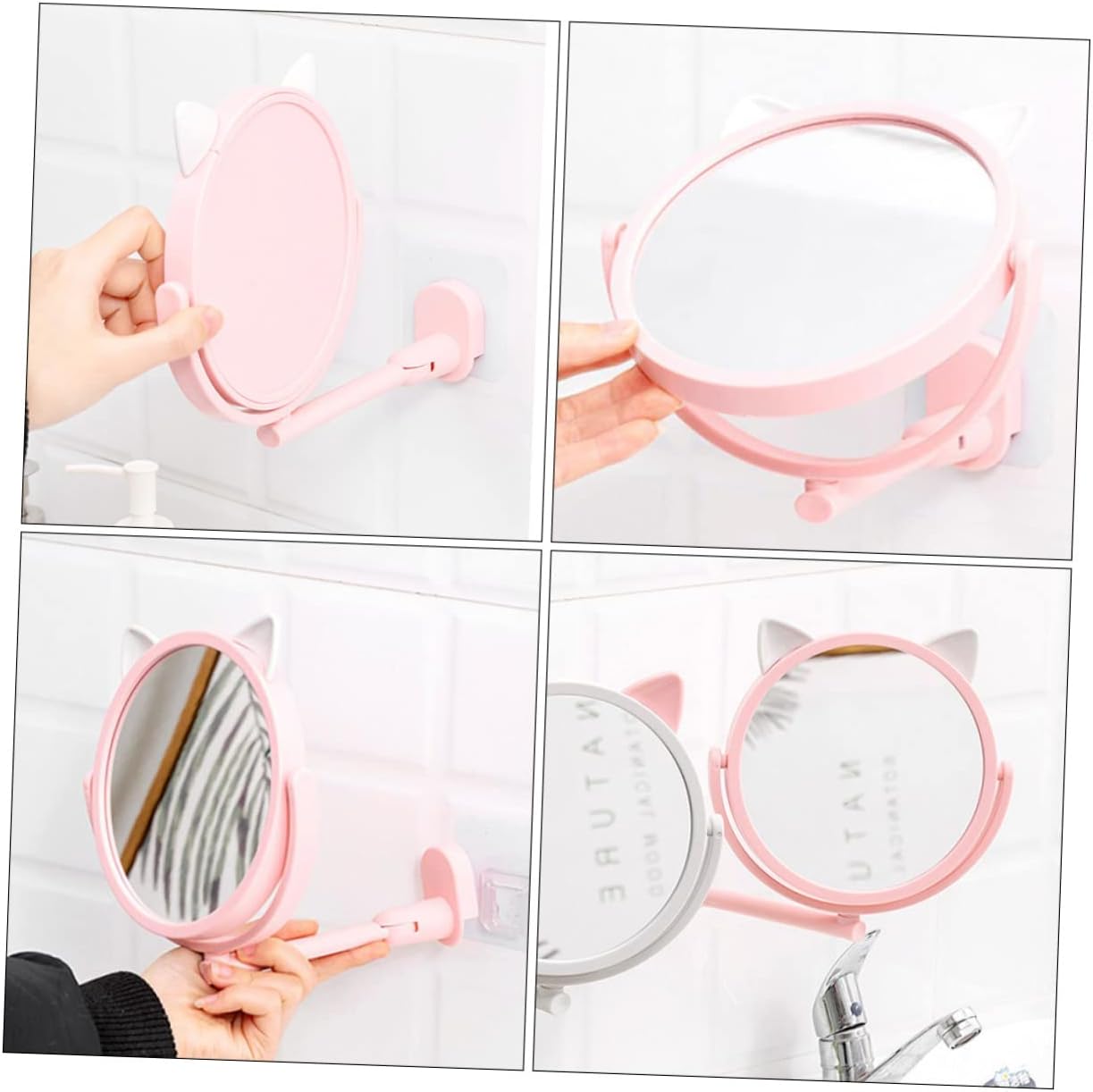 Wall-Mounted Folding Mirror for Bathroom and Vanity Use