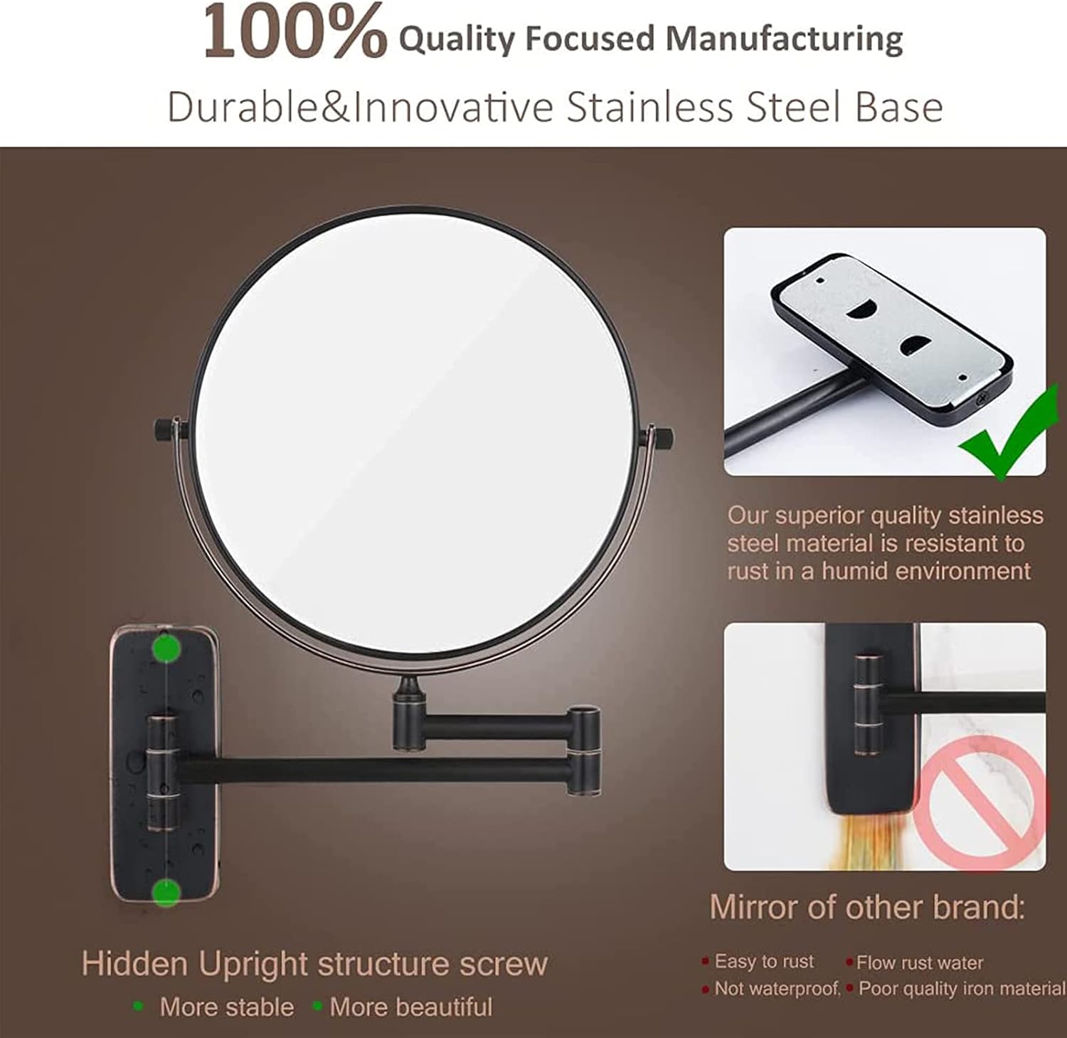 NOVOCE 8 Inch Double Sided Makeup Mirror with 7X Magnification 1