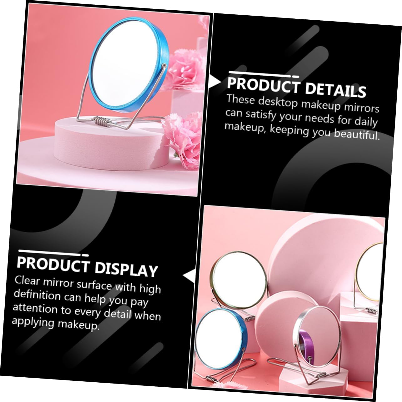 Gatuida Foldable Stainless Steel Double-Sided Makeup Mirror