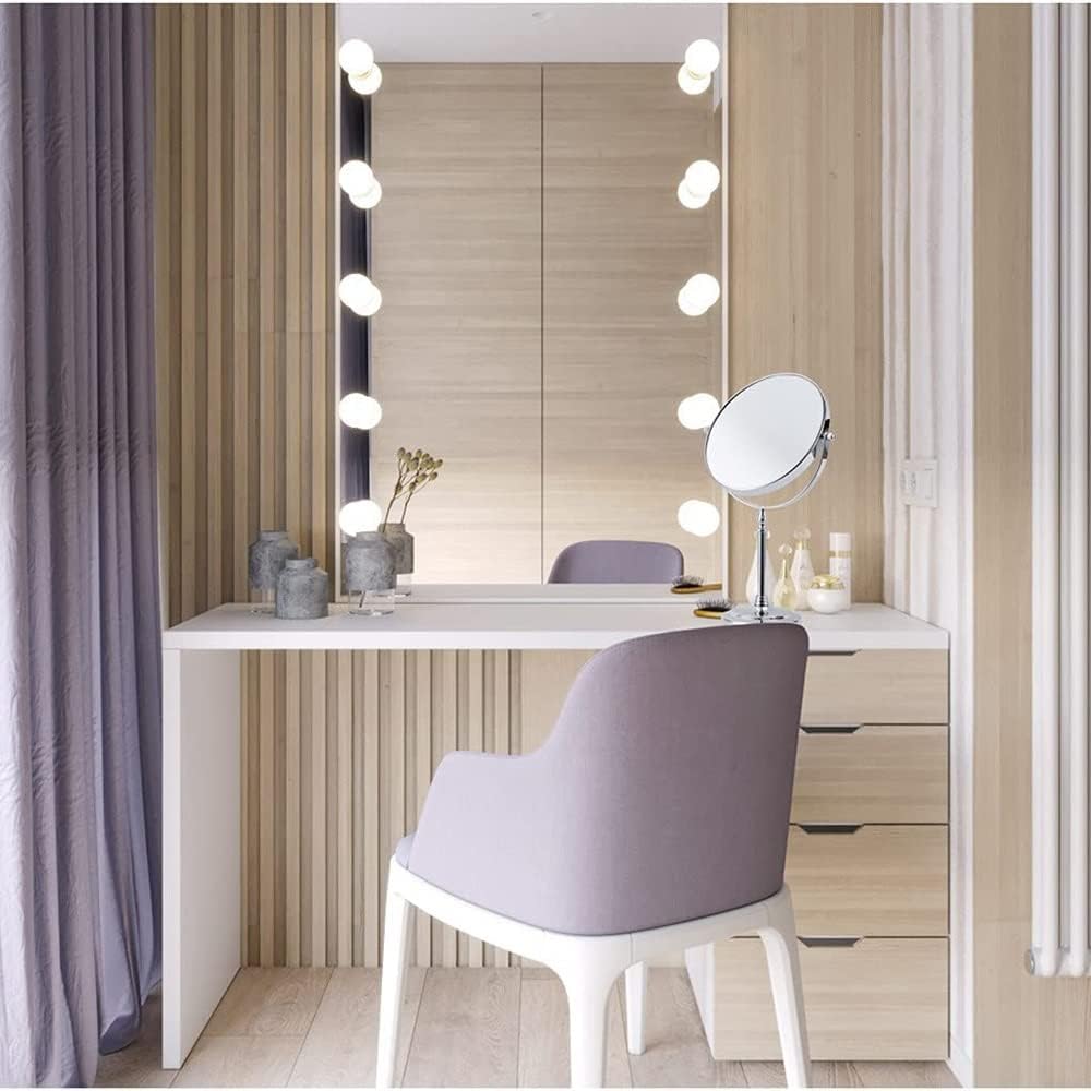 360 Degree Rotatable Double-Sided Makeup Mirror with 2x Magnifying Glass