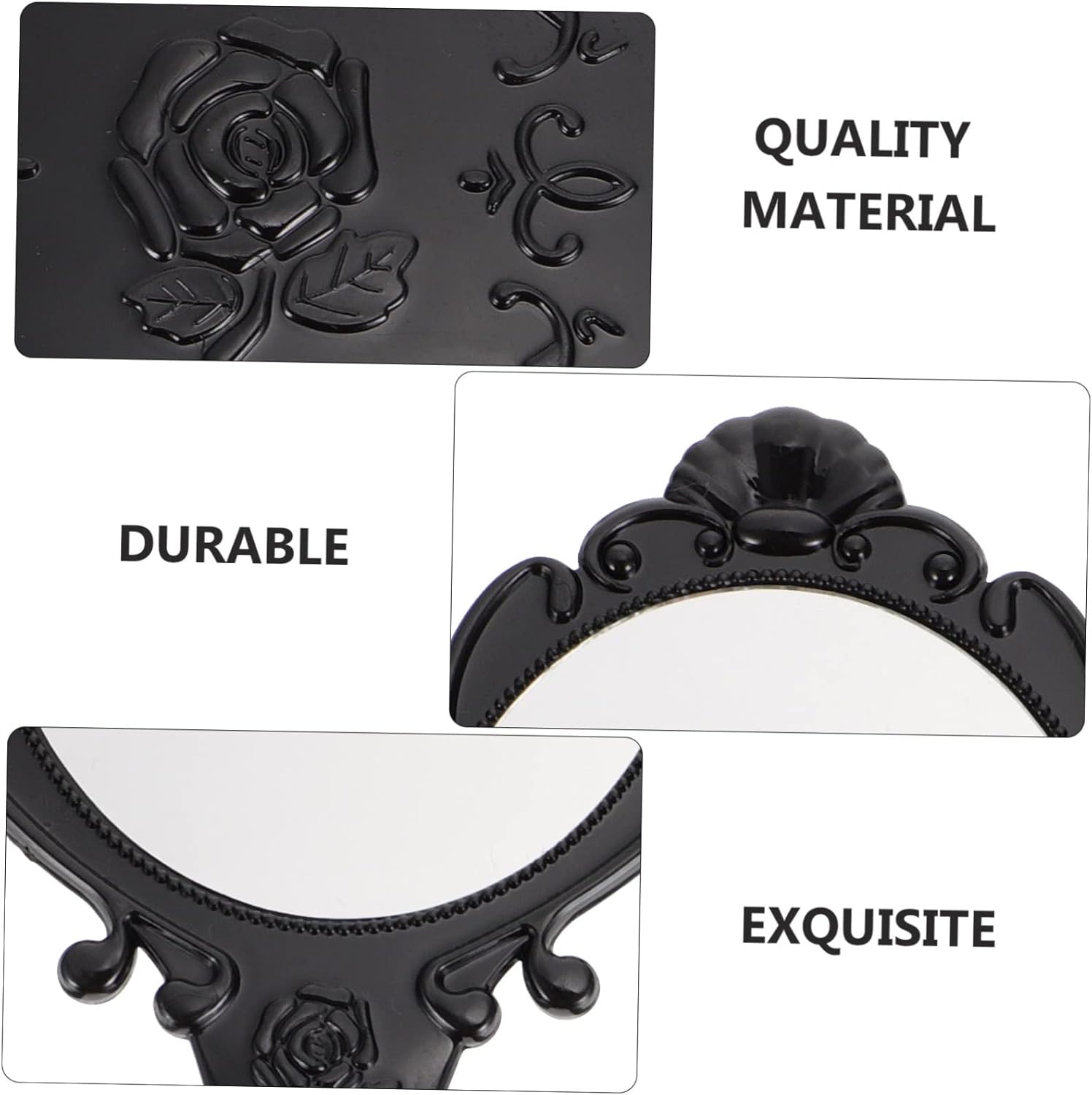 2pcs Retro Gold Frame Makeup Mirror Portable