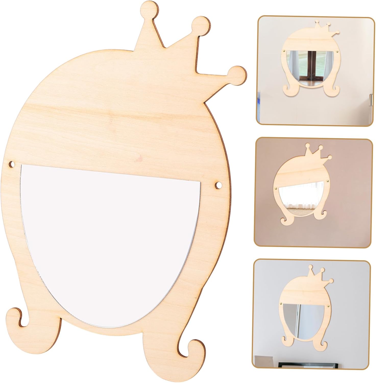 Cute Wooden Makeup Mirror for Girls Home Decor