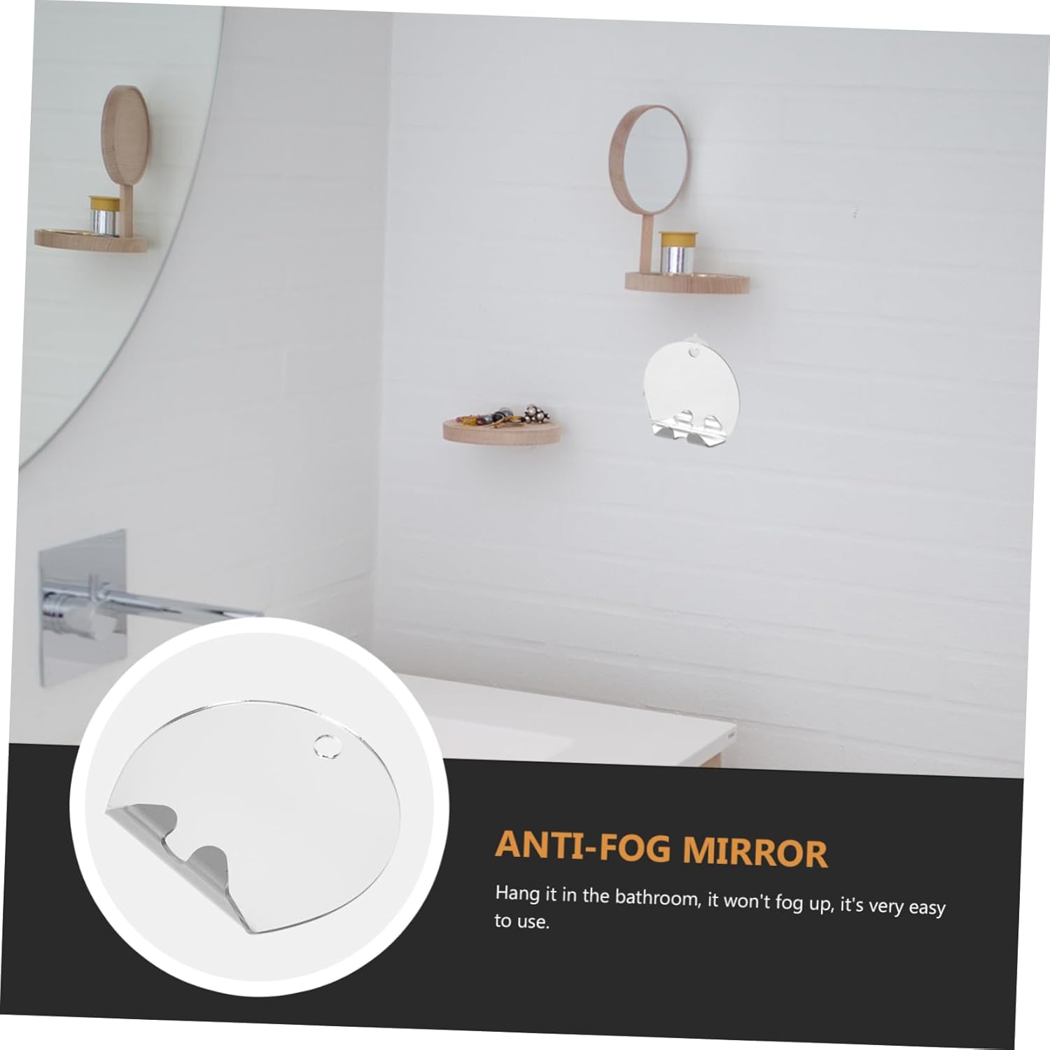 PAMINGONO Simple Acrylic Anti-Fog Mirror Set for Home Bathroom Travel