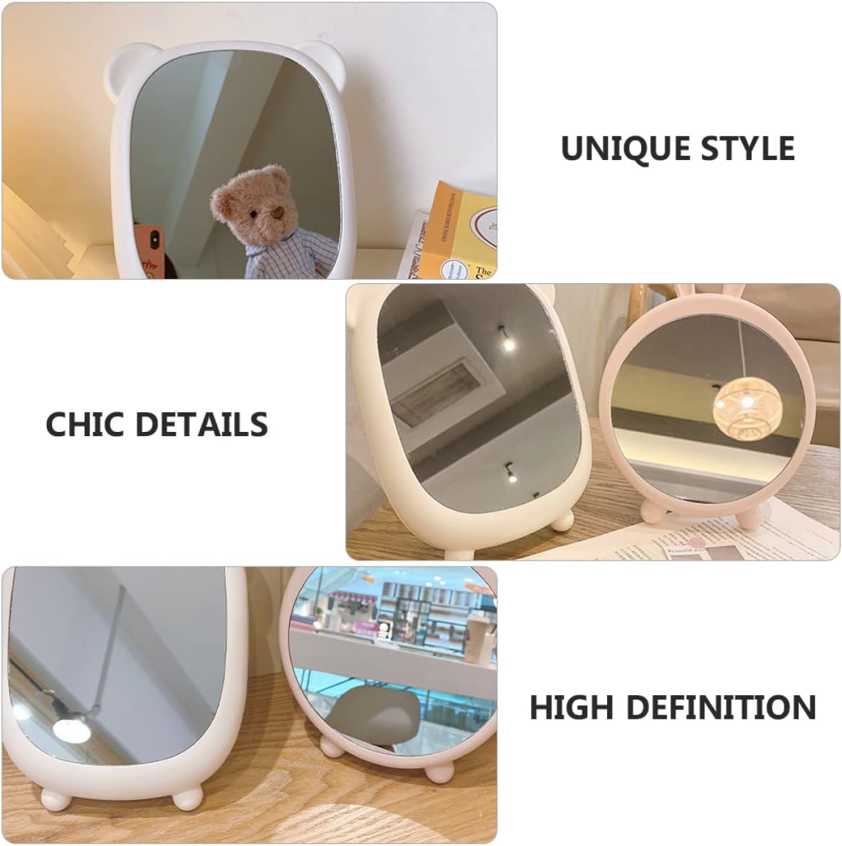 Hemoton Cute Bear Design Makeup Mirror