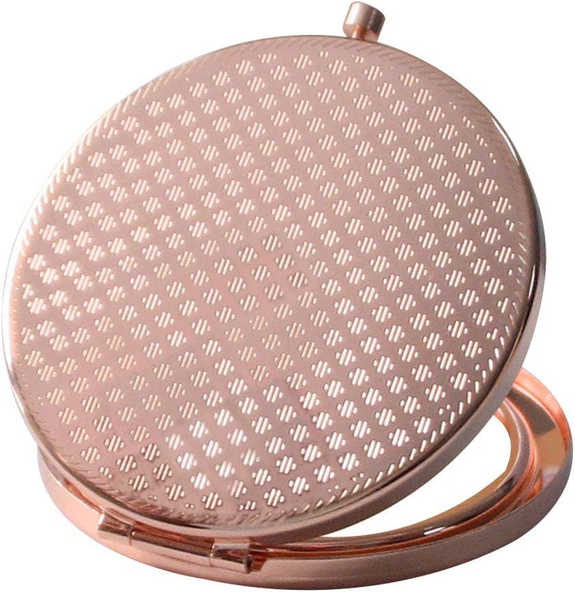 YCKMD Folding Pocket Mirror with Pink Flower Design