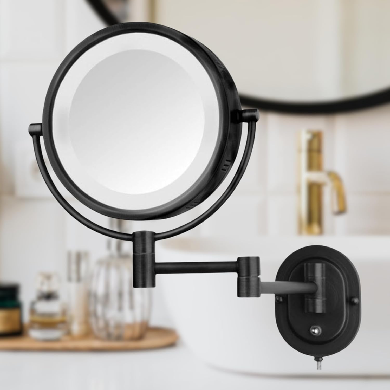 JERDON Lighted Makeup Mirror with 5X Magnification