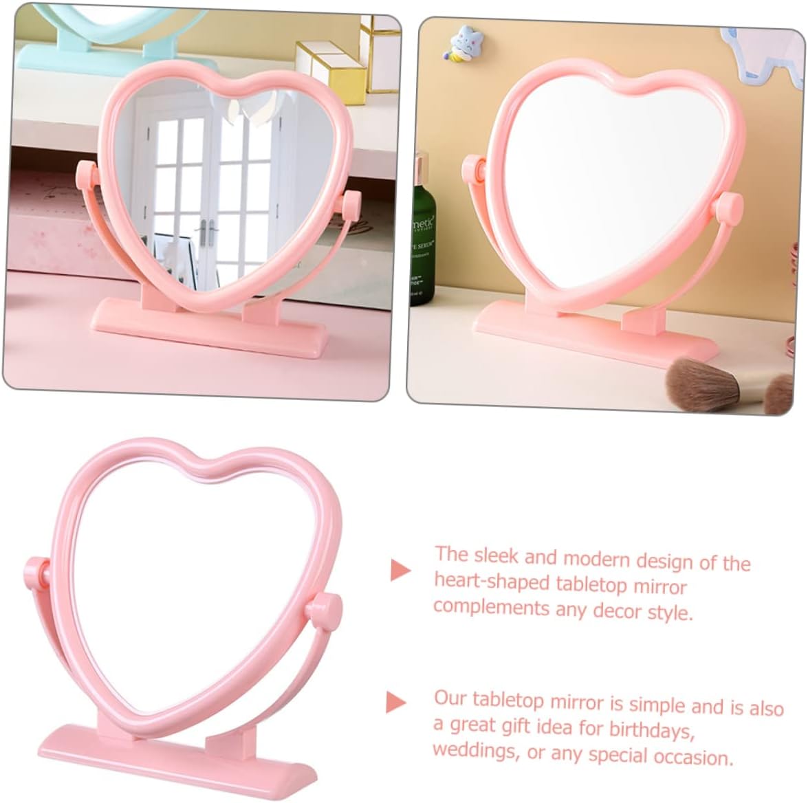 Didiseaon Heart Shaped Double-Sided Makeup Mirror 1
