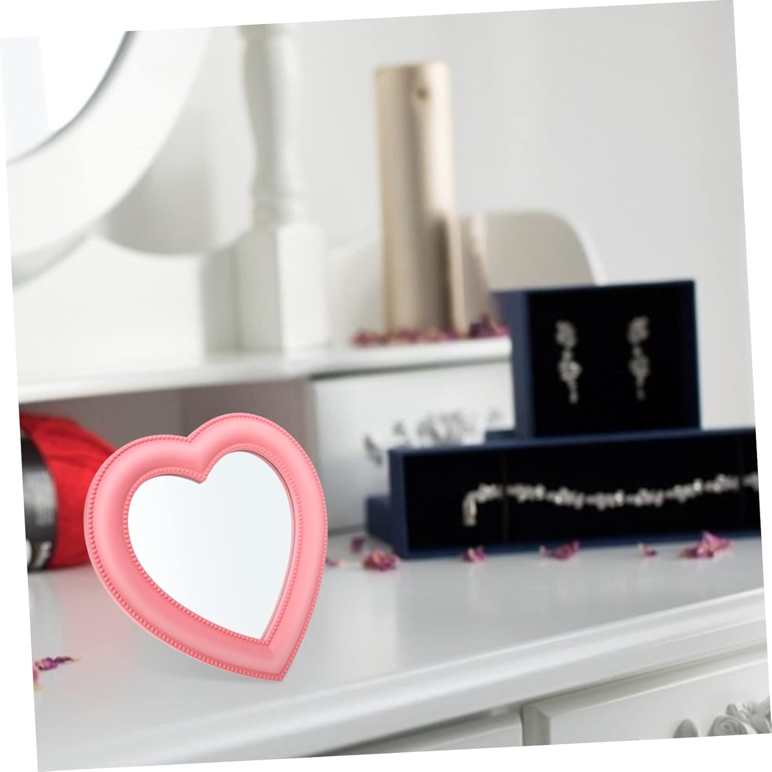 Beaupretty Heart Shape Makeup Mirror with Stand
