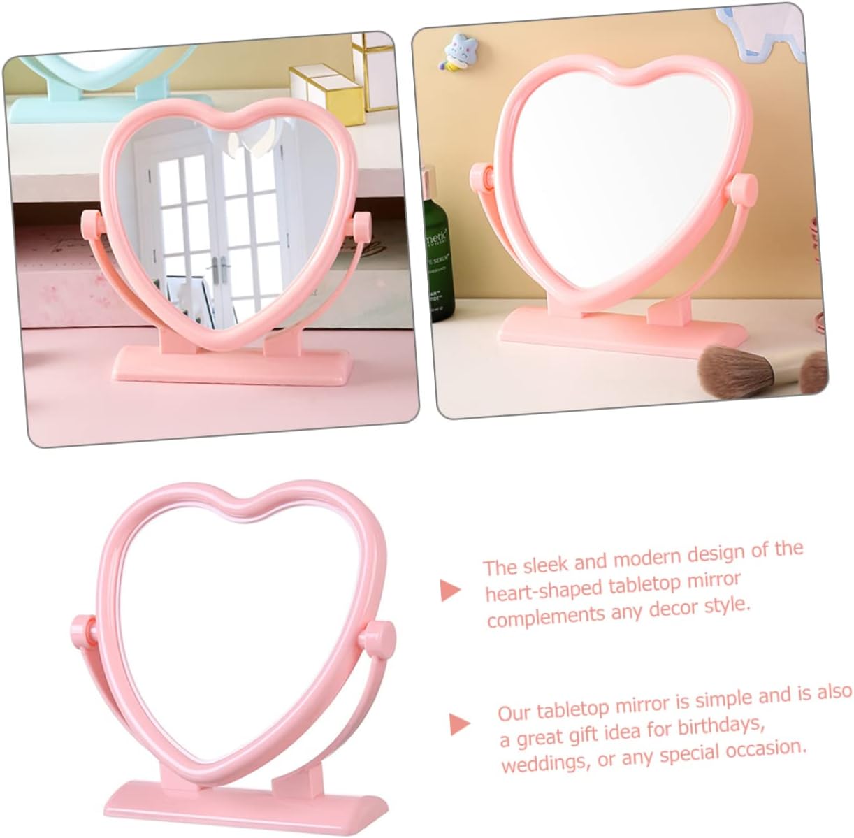 Vaguelly Heart Shaped Double Sided Vanity Mirror 1