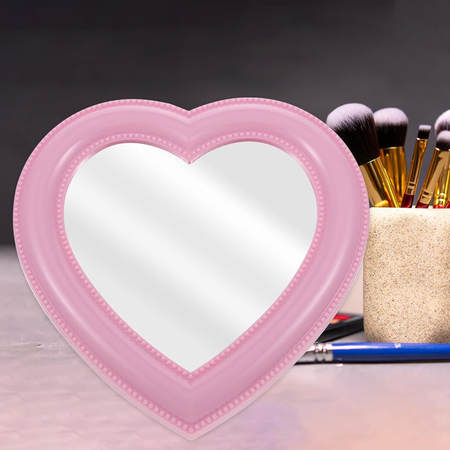 CALLARON Heart-Shaped Desktop Makeup Mirror