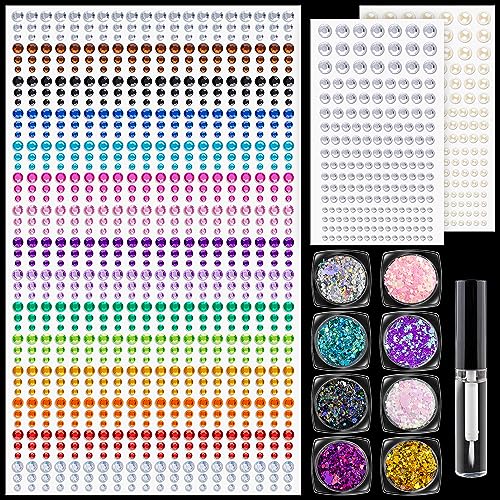 BELLEBOOST Colorful Gems and Pearl Stickers with Glitter