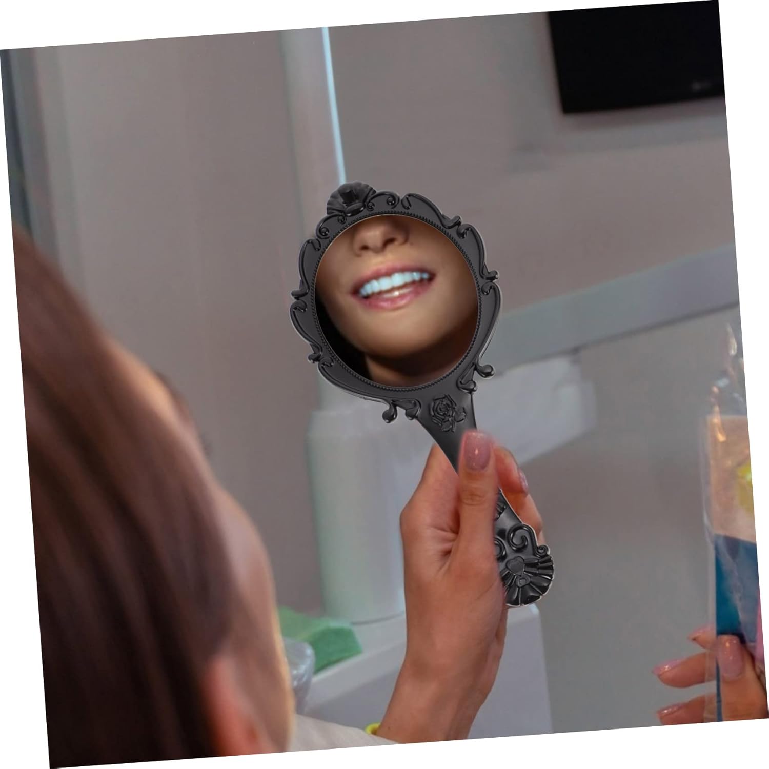 2Pcs Retro Handheld Makeup Mirror for Women