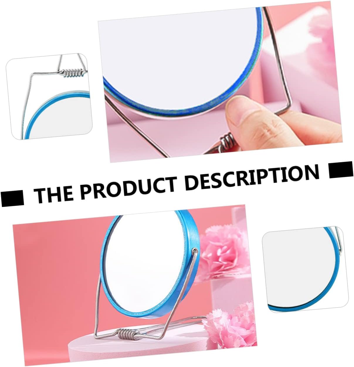 Double-Sided Portable Round Cosmetic Mirror for Girls