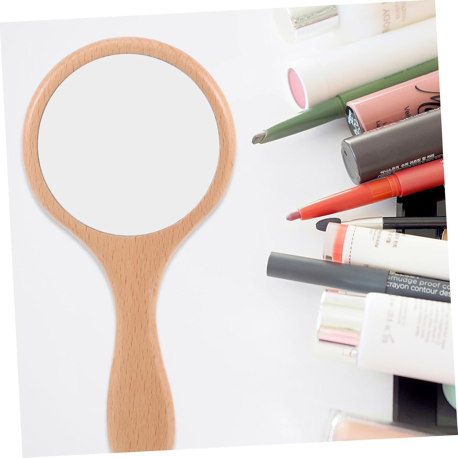 Portable Wooden Makeup Mirror with Retro Design 1