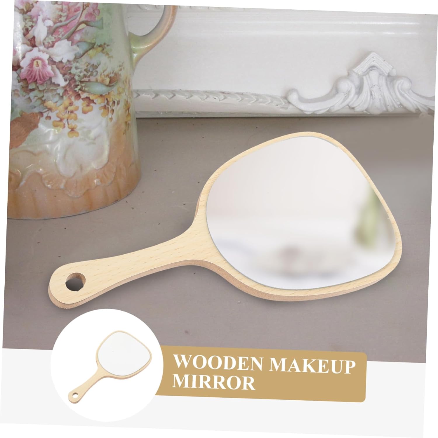 NOLITOY Wooden Makeup Mirror Portable for Travel and Salon Use