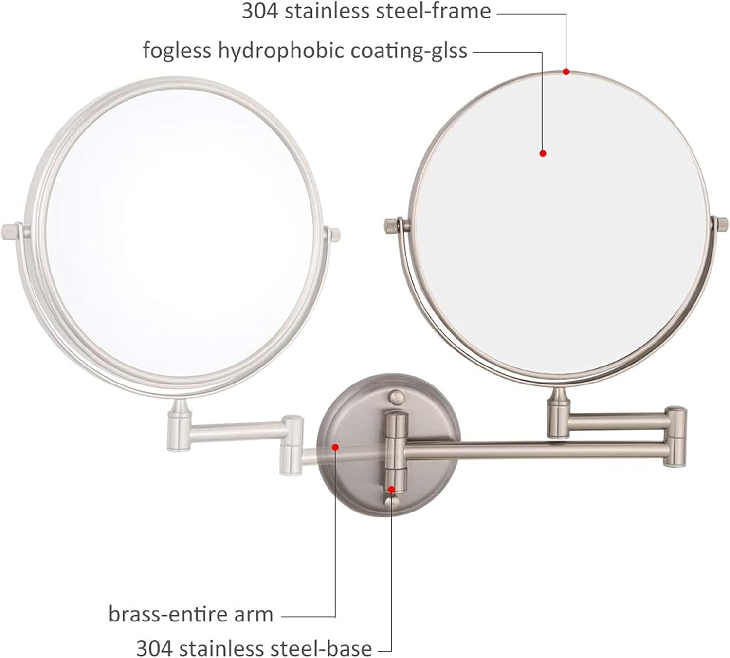NOVOCE 8 Inch Double Sided Makeup Mirror with 3X Magnification
