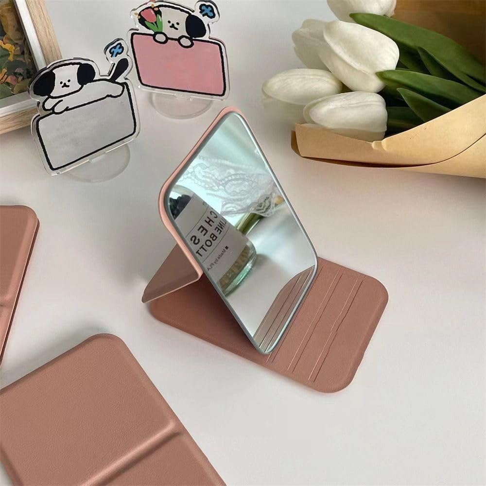 Portable Pocket Folding Makeup Mirror - Pink