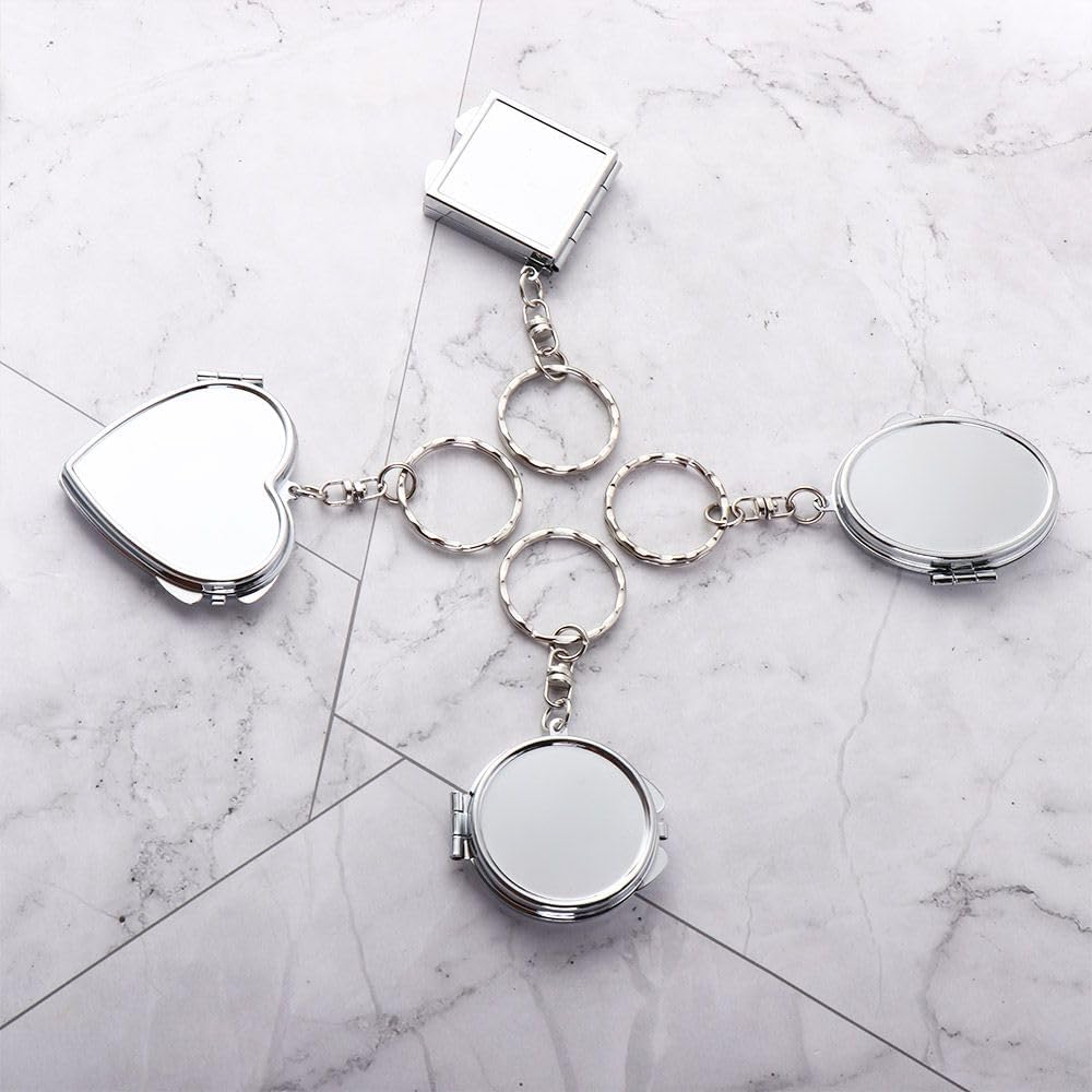 Compact Folding Mirror Key Chain for Travel