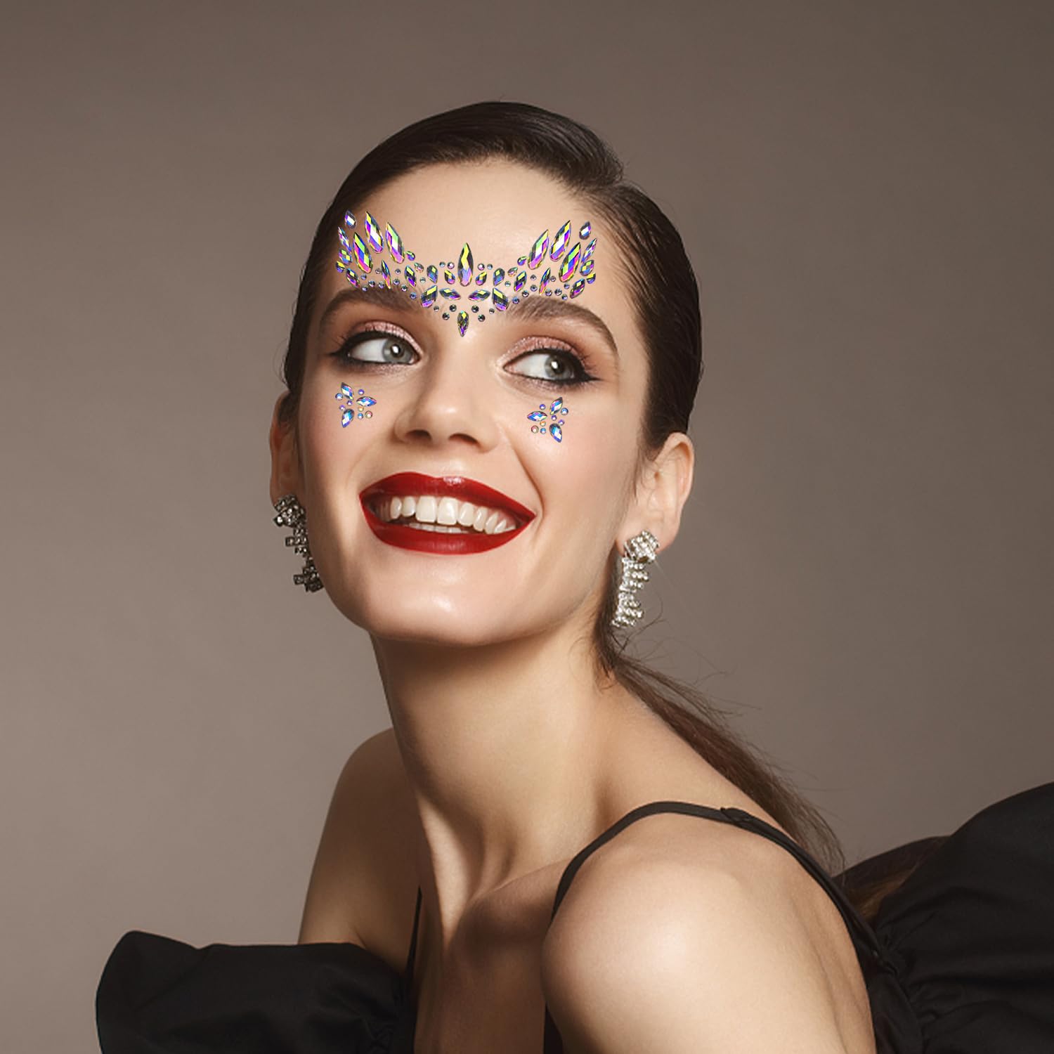 Allruyee 6-Pack Waterproof Face Gems for Parties and Carnivals