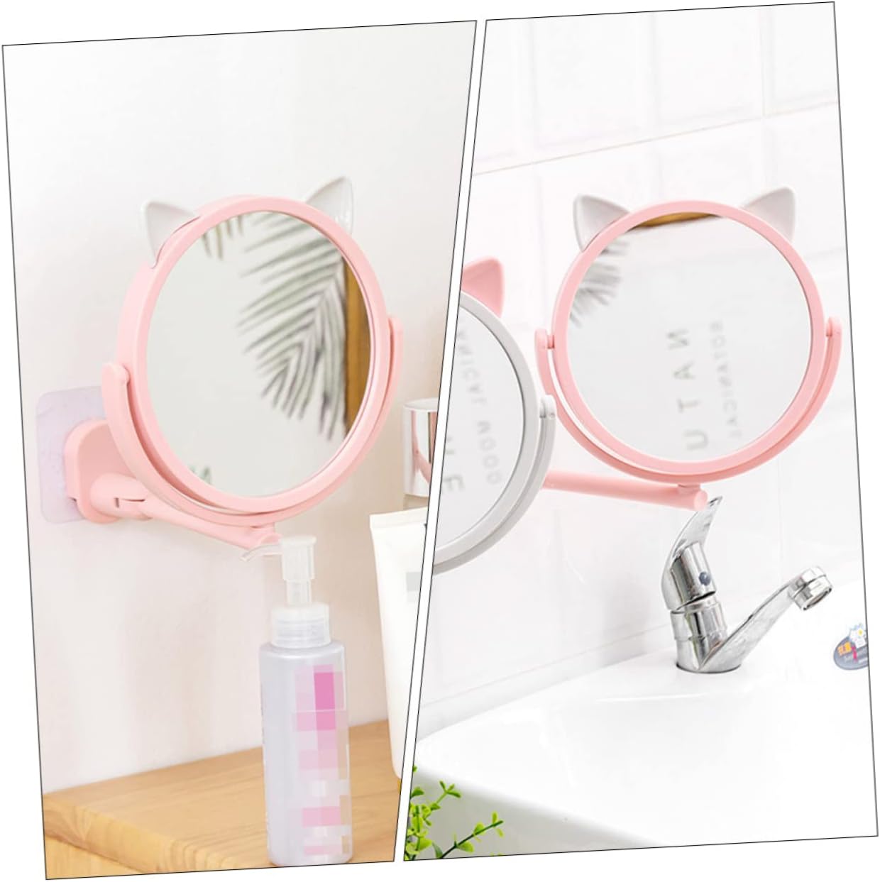 Wall-Mounted Folding Mirror for Bathroom and Vanity Use
