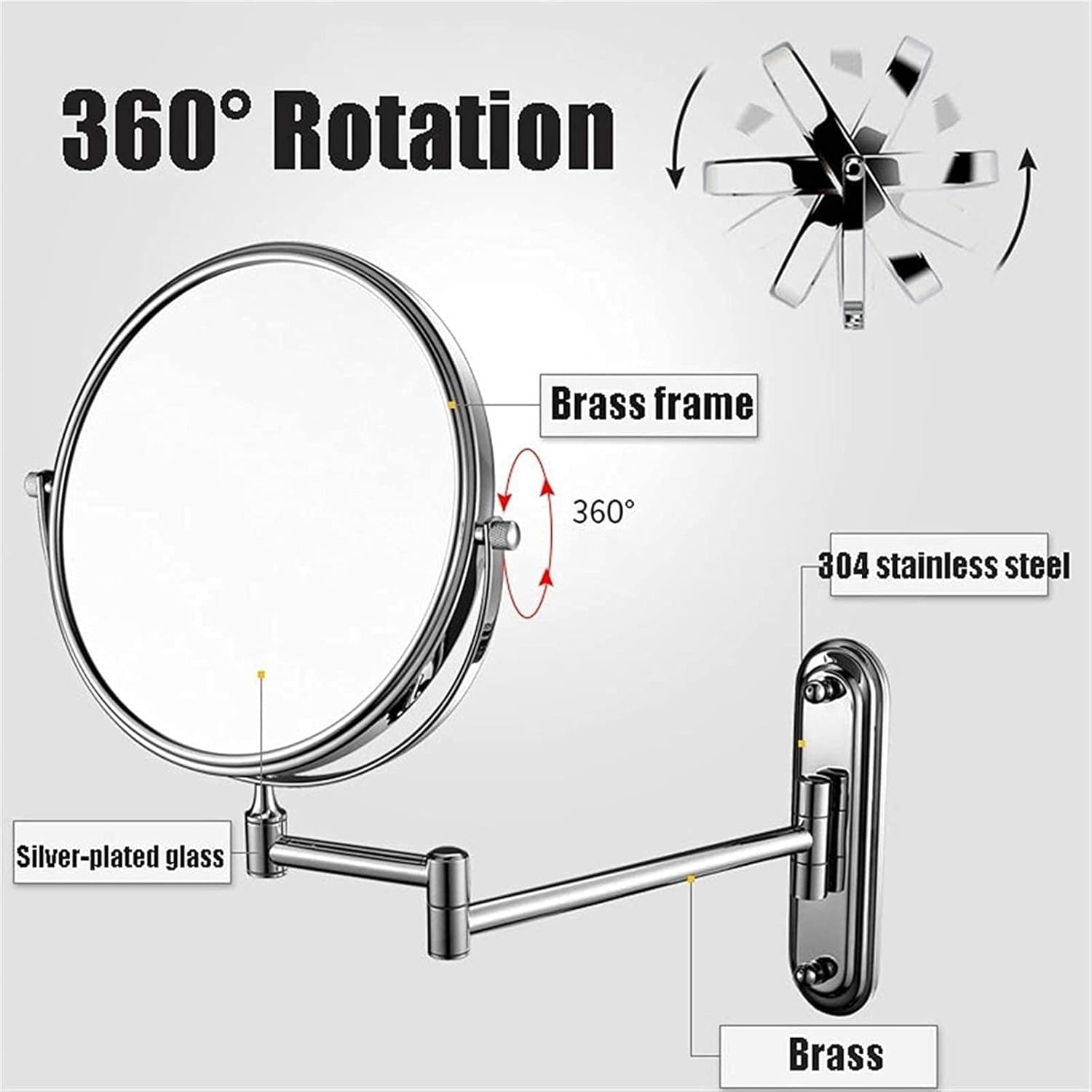 NOVOCE Makeup Mirror with 360 Rotation and 10x Magnification