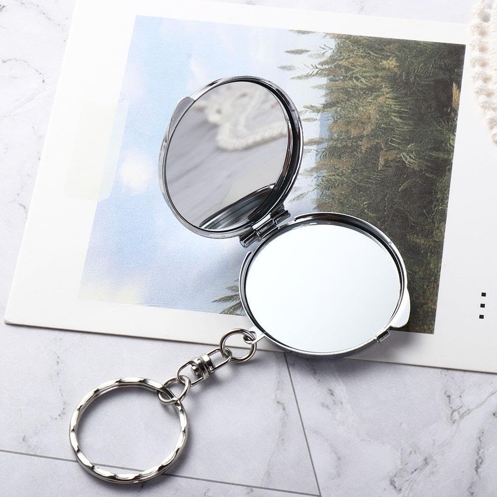 Portable Folding Mirror Keychain with Double-Sided Design