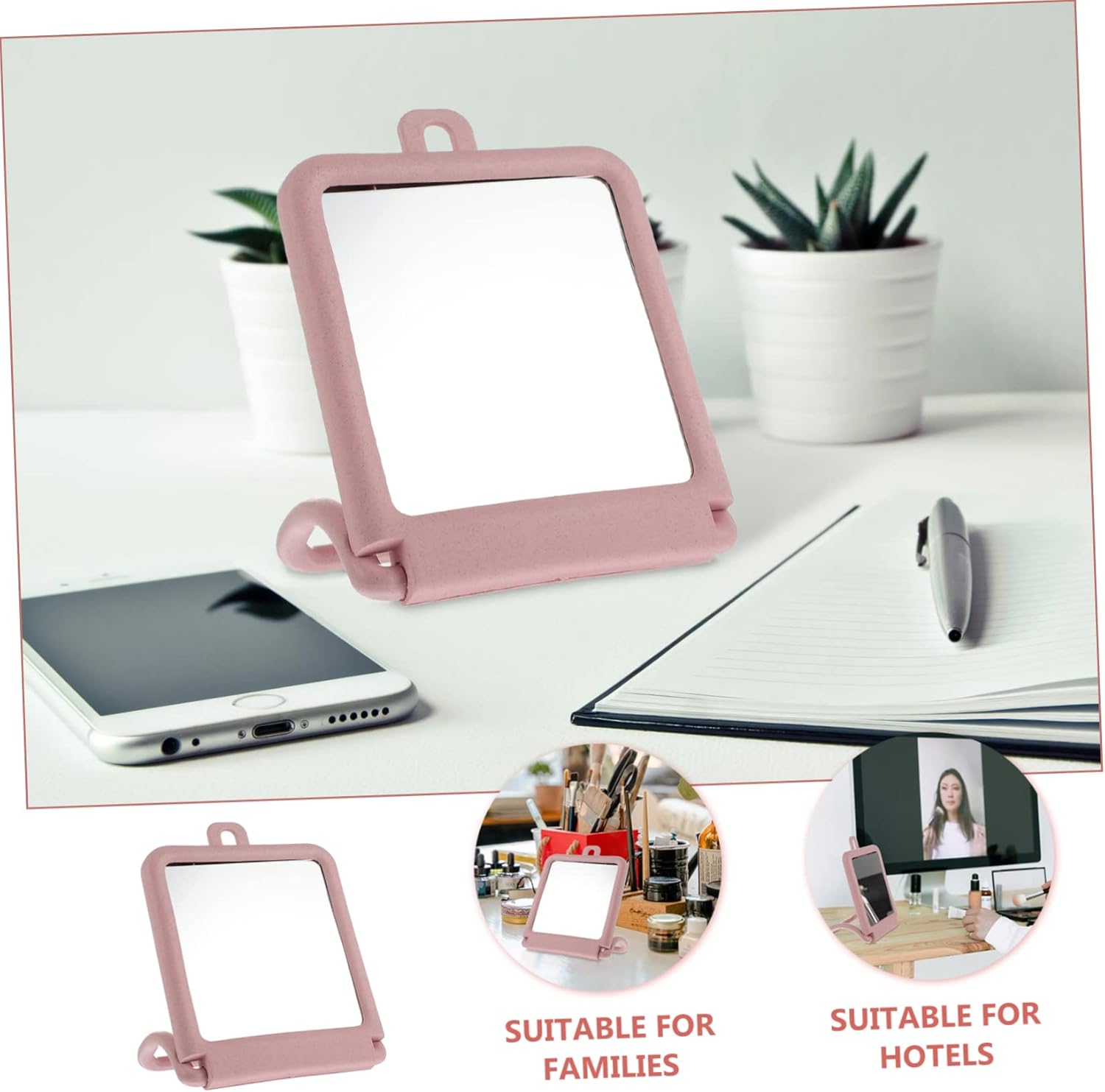Black Vanity Mirror with Stand for Makeup and Skincare